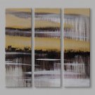 IARTS Abstract Oil Painting Modern Silver Lining Picture Set of 3 with Stretched Frame Painting Fo