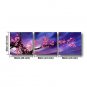 Ready to Hang Stretched Hand-painted Oil Painting 72"x24" Three Panels Canvas Wall Art Pink Blosso