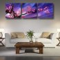 Ready to Hang Stretched Hand-painted Oil Painting 72"x24" Three Panels Canvas Wall Art Pink Blosso