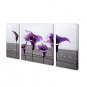 Hand-Painted Abstract Floral/Botanical Purple calla lily Modern Three Panels Canvas Oil Painting F