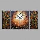Hand-Painted Abstract Horizontal,Modern Three Panels Canvas Oil Painting For Home Decoration