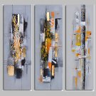 IARTS Light Yellow Color 3 Panels Abstract Painting Modern Wall Art Stretchered Ready to Hang For