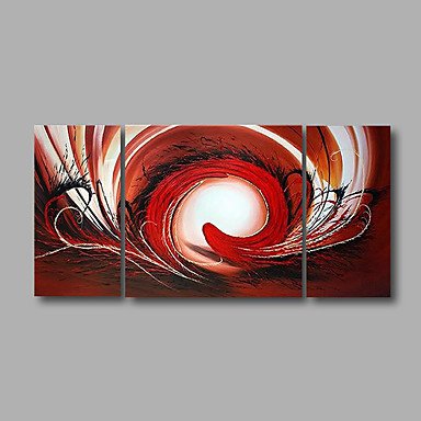 Stretched (Ready to hang) Hand-Painted Oil Painting 56"x28" Canvas Wall Art Modern Abstract Red Br