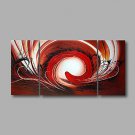 Stretched (Ready to hang) Hand-Painted Oil Painting 56"x28" Canvas Wall Art Modern Abstract Red Br