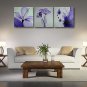 Ready to Hang Stretched Hand-painted Oil Painting 72"x24" Three Panels Canvas Wall Art Purple Rose