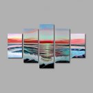 Hand-Painted Oil Painting on Canvas Wall Art Modern Seascape Sunrise Waves Rock Home Deco Five Pan