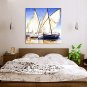 IARTS Modern Abstract Sailing Boat Group Berth in the Beach Oil Painting On Canvas with Stretched