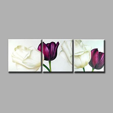 Ready to Hang Hand-Painted Oil Painting on Canvas Wall Art Contempory Abstract Flowers Purple Tuli