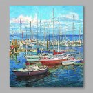 IARTS Oil Painting Modern Abstract Landscape Some Boats Stopped at Port Art Acrylic Canvas Wall Ar