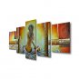 Hand-Painted Oil Painting on Canvas Wall Art  Nude Girls Back Beige Abstract Five Panel Ready to H
