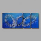 Ready to Hang Hand-Painted Oil Painting Canvas Three Panels 56"x24" Wall Art Modern Abstract Light