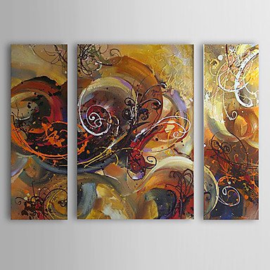 Hand-Painted Abstract Three Panels Canvas Oil Painting For Home Decoration