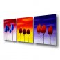 Hand-Painted Oil Painting on Canvas Wall Art Contempory Abstract Trees Sunrise Home Deco Three Pan