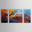 Hand-Painted Abstract Three Panels Canvas Oil Painting For Home Decoration