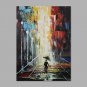 IARTS Hand Painted Modern Abstract Running in the Rain Under the Black Umbrella Oil Painting On Ca