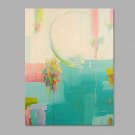 IARTS Hand Painted Modern Abstract Oil Painting The Pink & Aqua Soft Color with Stretched Frame Pa