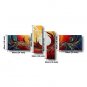 Ready to Hang Stretched Hand-Painted Oil Painting Four Panels Canvas Wall Art Modern Blue Orange R