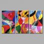 Hand-Painted Abstract Vertical,Modern Three Panels Canvas Oil Painting For Home Decoration