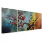 Hand-Painted Oil Painting on Canvas Wall Art Abstract Flowers Red BlossomThree Panel Ready to Hang
