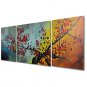 Hand-Painted Oil Painting on Canvas Wall Art Abstract Flowers Red BlossomThree Panel Ready to Hang