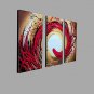 Hand-painted Oil Paintings Abstract Phoenix Red Golden Flowing Lines Wall Art Stretched Frame Read