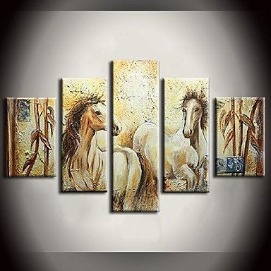 Hand-Painted Abstract / Abstract Landscape / Animal Five Panels Canvas Oil Painting For Home Decor