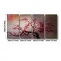 Ready to Hang Stretched Hand-painted Oil Painting 4 pieces Canvas Wall Art Modern Pink Blosssom Fl