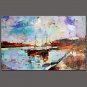 Hand-Painted Abstract Horizontal Panoramic,Retro One Panel Canvas Oil Painting For Home Decoration