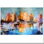 Hand-Painted Abstract Horizontal Panoramic,Retro One Panel Canvas Oil Painting For Home Decoration