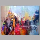 Hand-Painted Abstract Horizontal Panoramic,Retro One Panel Canvas Oil Painting For Home Decoration