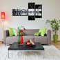 Ready to Hand Stretched Framed Hand-Painted Oil Painting Three Panels Canvas Wall Art Modern Black