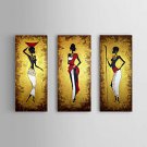 Hand-painted Southeast African Women Oil Painting 3 Piece/Set Abstract Wall Art with Stretched Fra