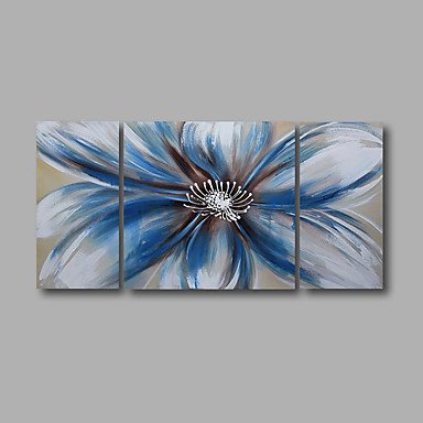 Stretched (Ready to hang) Hand-Painted Oil Painting 120cmx60cm Canvas Wall Art Modern Blue Grey