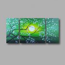 Ready to Hang Stretched Hand-painted Oil Painting 48"x24" Three Panels Canvas Wall Art Pink Blosso