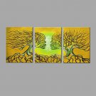 Hand-Painted Abstract Oil Painting Yellow branches Kiss between husband and wife With Stretcher Fr