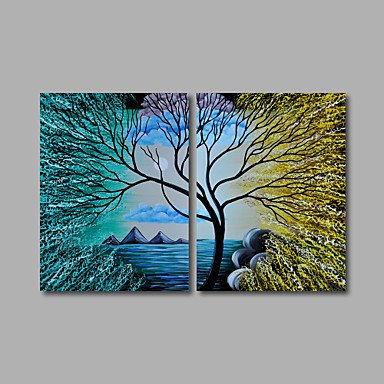 Hand-Painted Abstract Two Panels Canvas Oil Painting For Home Decoration