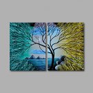 Hand-Painted Abstract Two Panels Canvas Oil Painting For Home Decoration