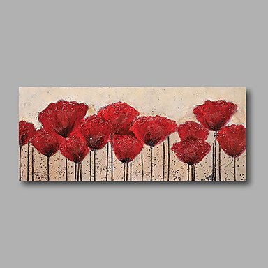 Stretched (Ready to hang) Hand-Painted Oil Painting 48"x20" Canvas Wall Art Modern Abstract Flower