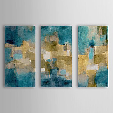 Hand-Painted Abstract Horizontal,Realism Modern Three Panels Canvas Oil Painting For Home Decorati