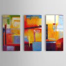 Hand-Painted Abstract Three Panels Canvas Oil Painting For Home Decoration