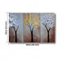 Ready to Hang Stretched Hand-Painted Oil Painting Canvas Wall Art Abstract Flowers Golden Silver O