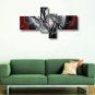 Ready to Hang Stretched Hand-Painted Oil Painting Four Panels Canvas Wall Art Modern Grey Red Silv