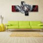 Ready to Hang Stretched Hand-Painted Oil Painting Four Panels Canvas Wall Art Modern Grey Red Silv