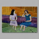 IARTS Oil Painting Modern Abstract Two Women are Small Talking Art Acrylic Canvas Wall Art For Hom