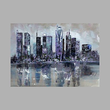 IARTS Modern Abstract Modern City Architecture Night Scenery Handmade Oil Painting On Canvas with