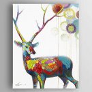 100% Handpainted Modern Abstract Oil Painting Elk Wall Art Home Office Decor Stretched Frame