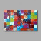 Stretched (Ready to hang) Hand-Painted Oil Painting 36"x24" Canvas Wall Art Modern Abstract Red Bl
