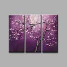 Ready to Hang Hand-Painted Oil Painting on Canvas Wall Art Contempory Abstract Flowers Dark Purple