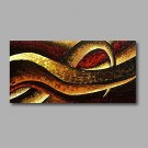 Stretched (Ready to hang) Hand-Painted Oil Painting 40"x20" Canvas Wall Art Modern Abstract Brown