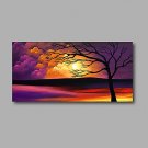 Stretched (Ready to hang) Hand-Painted Oil Painting 40"x20" Canvas Wall Art Modern Abstract Trees